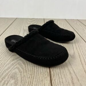 Style & Co Brooklyn Cozy Slipper Mules 7.5M Black Faux Suede/Shearling $60